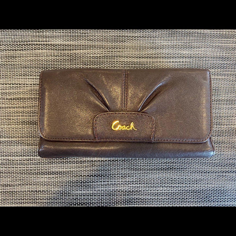 Brown leather coach wallet